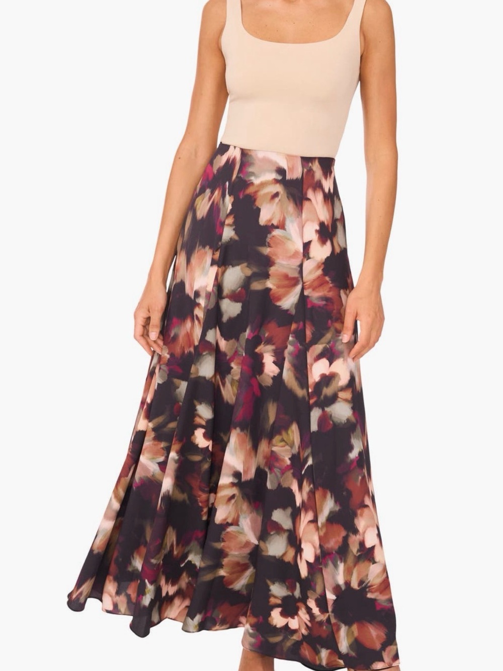 Parker Floral Maxi Skirt - Burgundy, Blush & Black